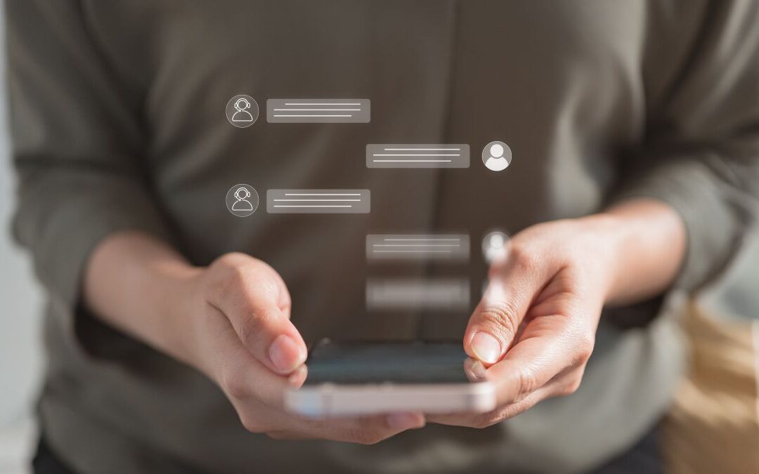 customer engaged in chat with a service representative on a mobile device