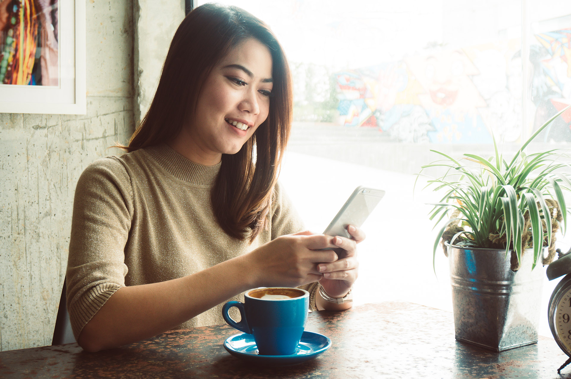 Woman texting on phone