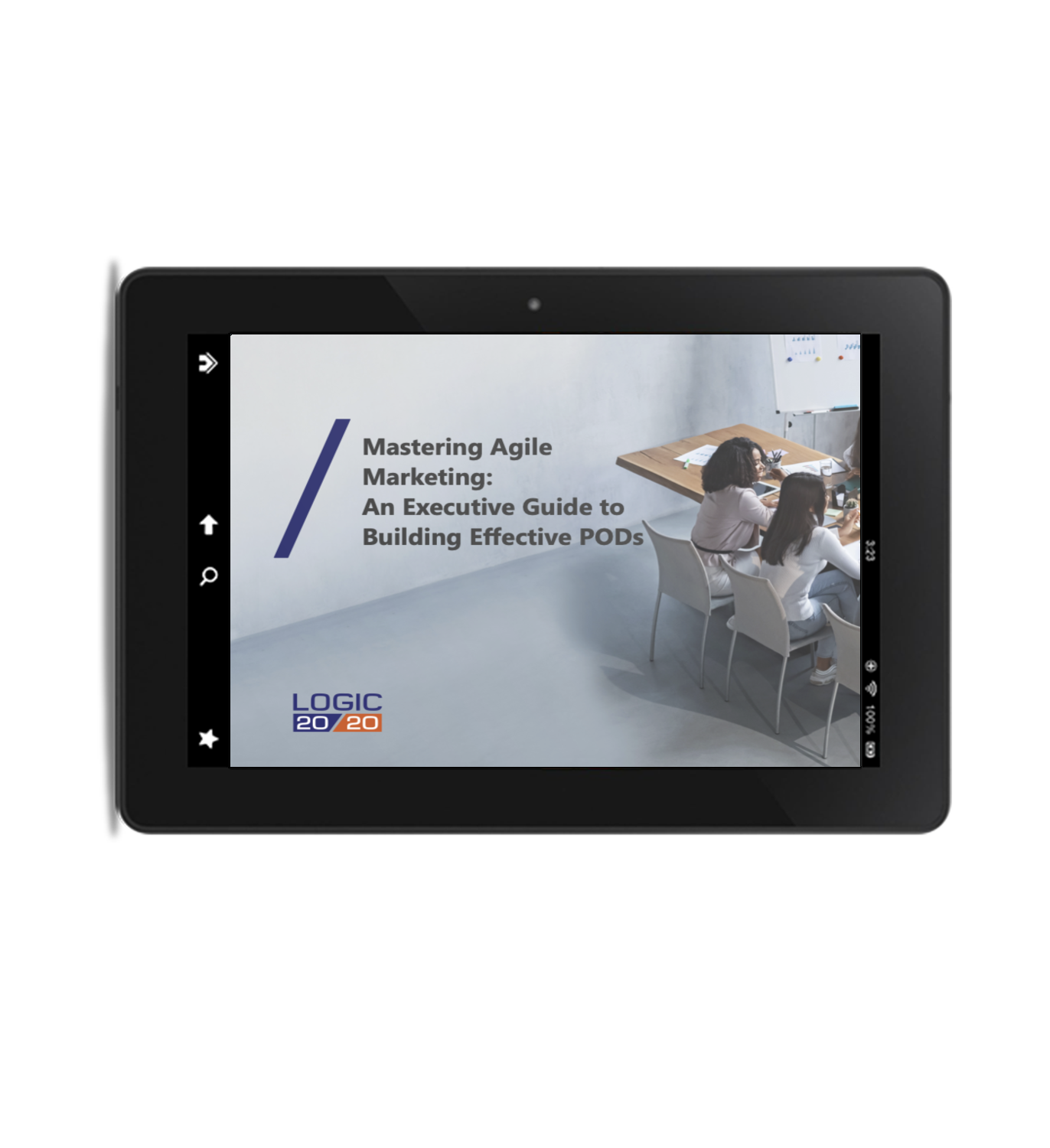 Mastering Agile Marketing e-book on a tablet