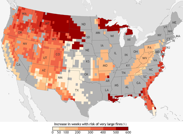 prediction of very large fires by mid-century