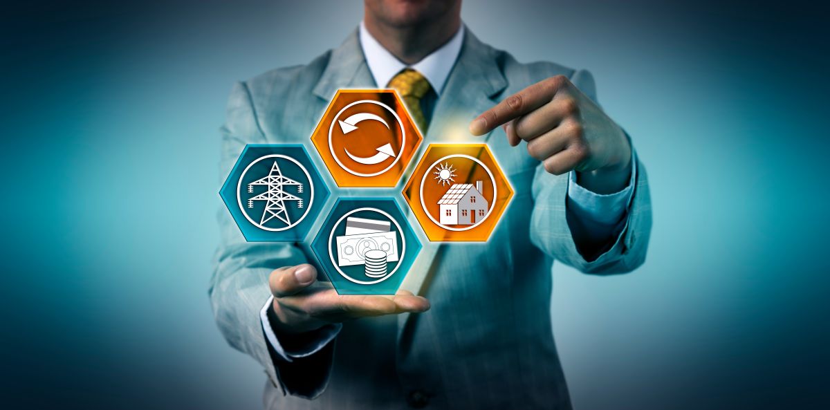 abstract image of man in a suit managing distributed energy resources