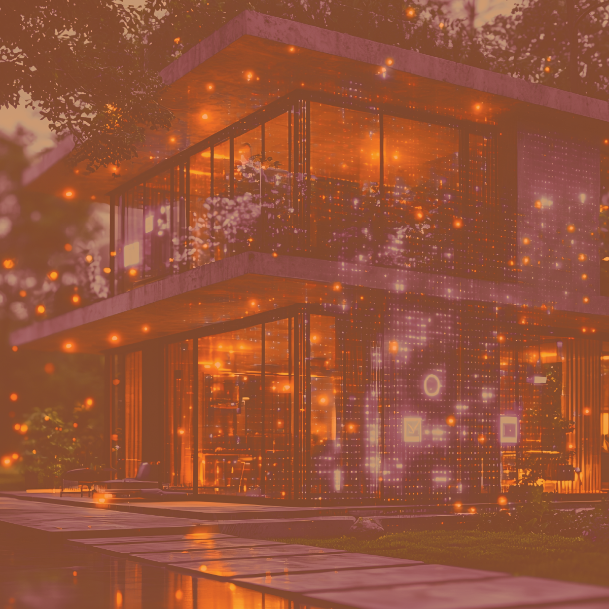 AMI webinar_no words just graphic_ORANGE light streaming through a forest
