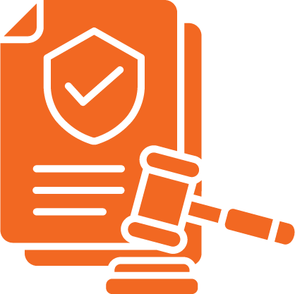 icon of a document featuring a check mark and a gavel