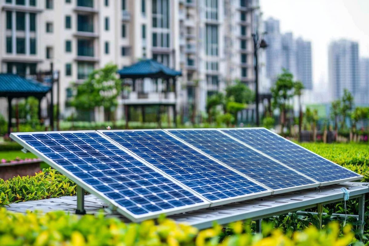 solar panels working as part of a microgrid for a large hotel