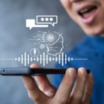 man interacting with agentic ai via voice prompts