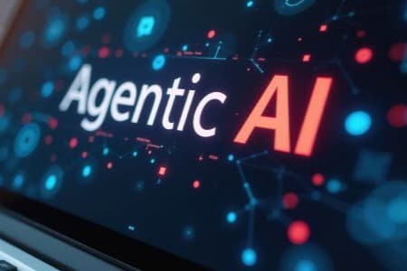 The words "Agentic AI" displayed on a laptop computer screen