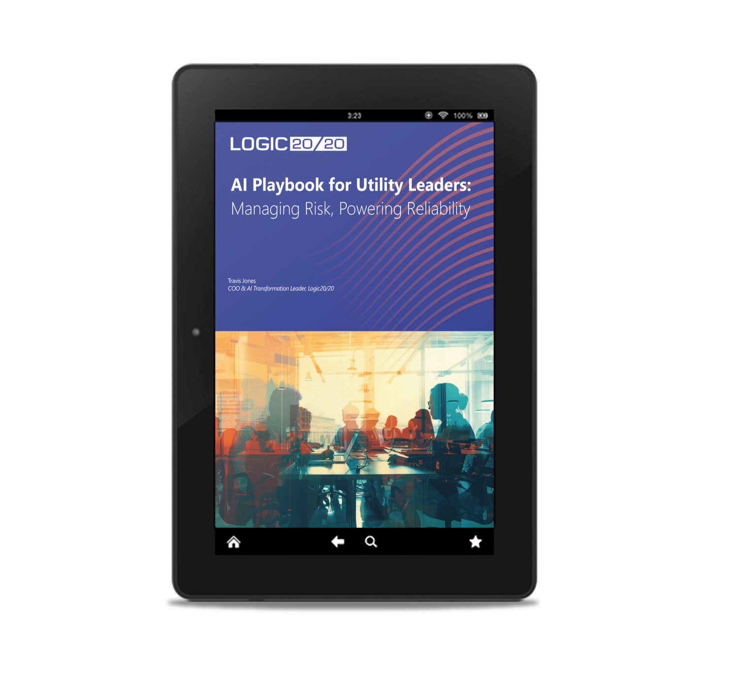 AI Playbook for Utility Leaders displayed on a tablet screen