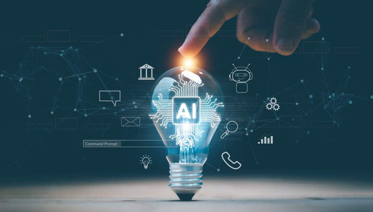 abstract light bulb image representing aspects of enterprise AI in digital transformation