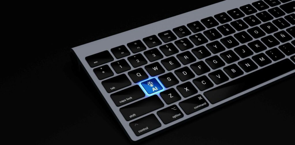 computer keyboard with one key labeled "AI"