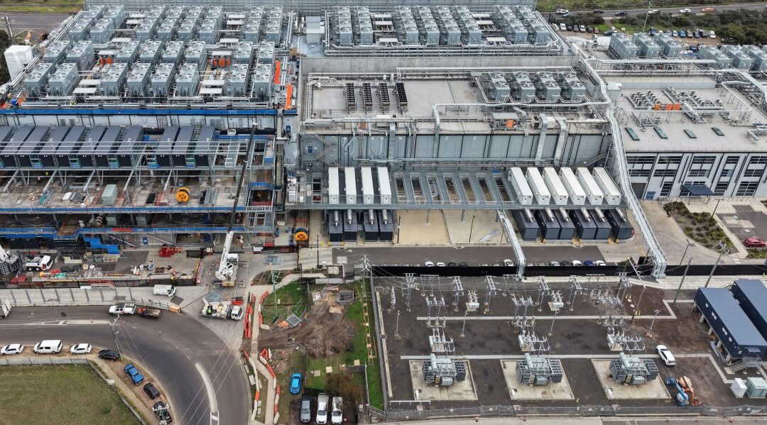 Aerial view large scale data center infrastructure